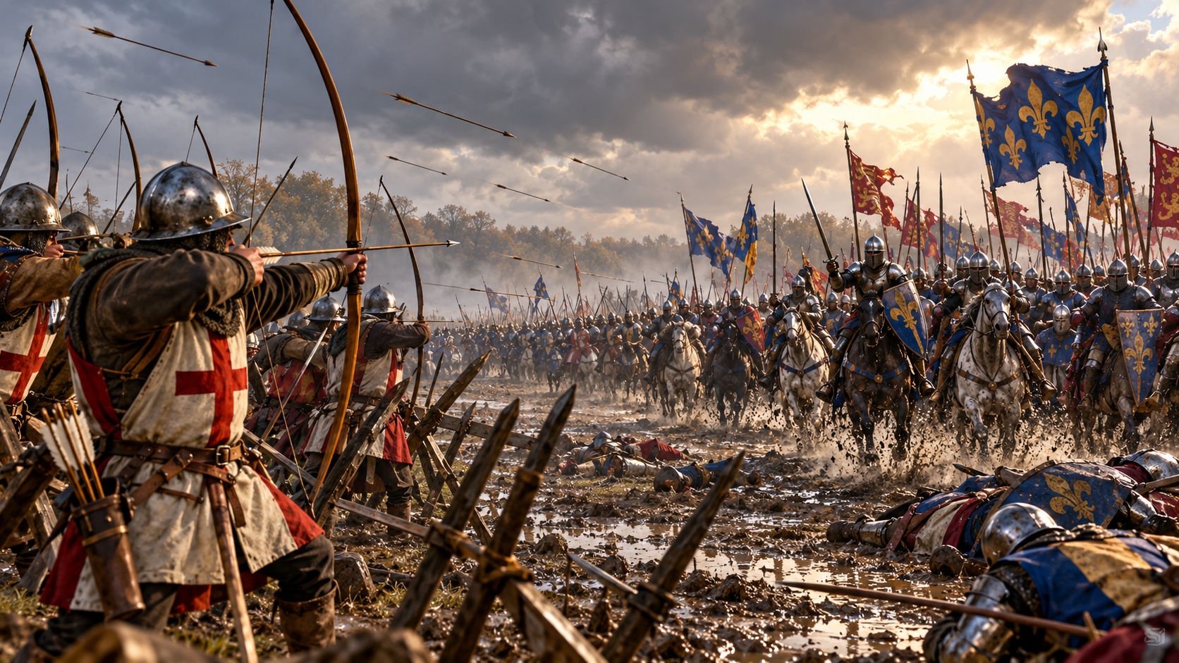 25 octobre 1415 :  la bataille d’Azincourt oppose les armées française et anglaise pendant la guerre de Cent Ans